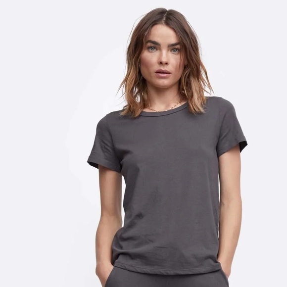 Mate The Label Charcoal Gray Organic Cotton Short Sleeve Tee Women’s Size XS - Picture 1 of 5
